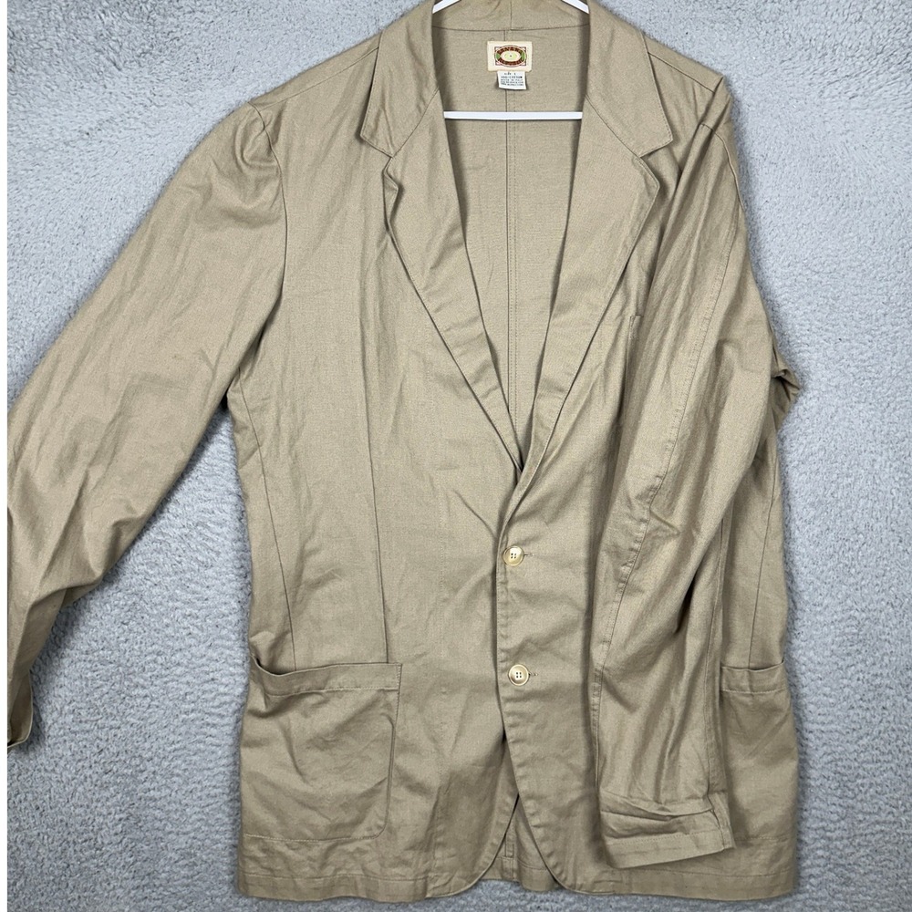 Banana Republic Blazer Men L Mill Valley Tan Safari Italian Cotton Vintage EUC
